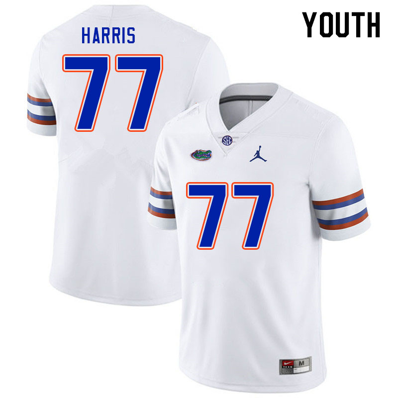 Youth #77 Knijeah Harris Florida Gators College Football Jerseys Stitched-White - Click Image to Close